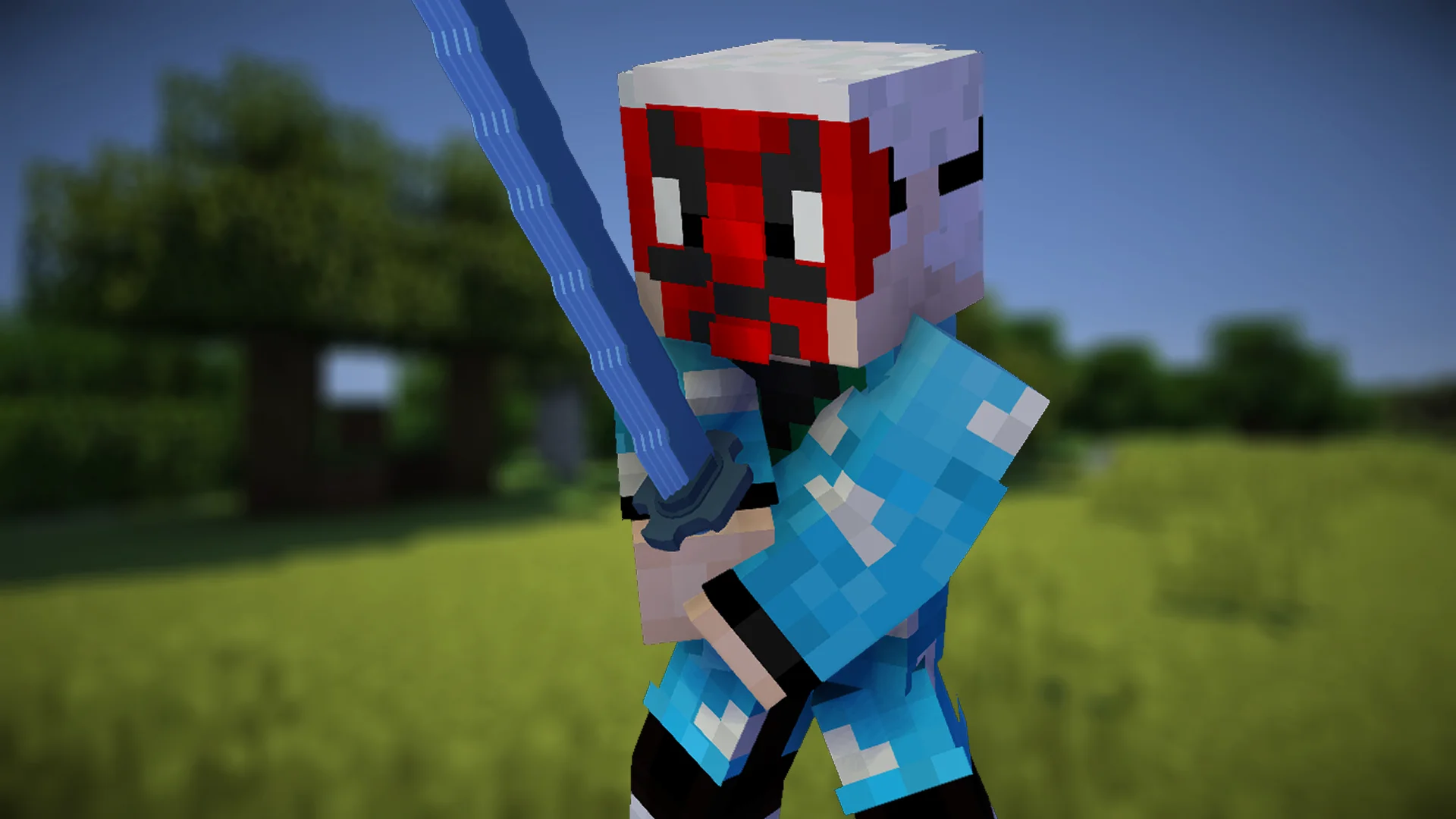 Sakonji Urokodaki from Demon Slayer holding the katana in Minecraft - resource pack preview