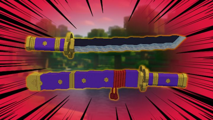 Roronoa Zoro from One Piece holding the Enma katana in Minecraft - resource pack preview