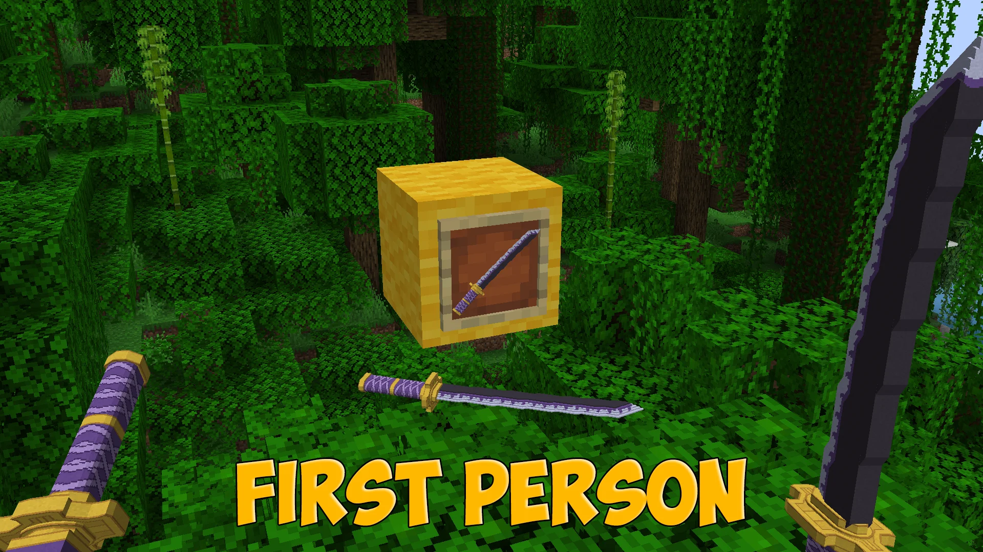 Nidai Kitetsu katana from One Piece in Minecraft: first-person view, framed, and on the ground - resource pack preview